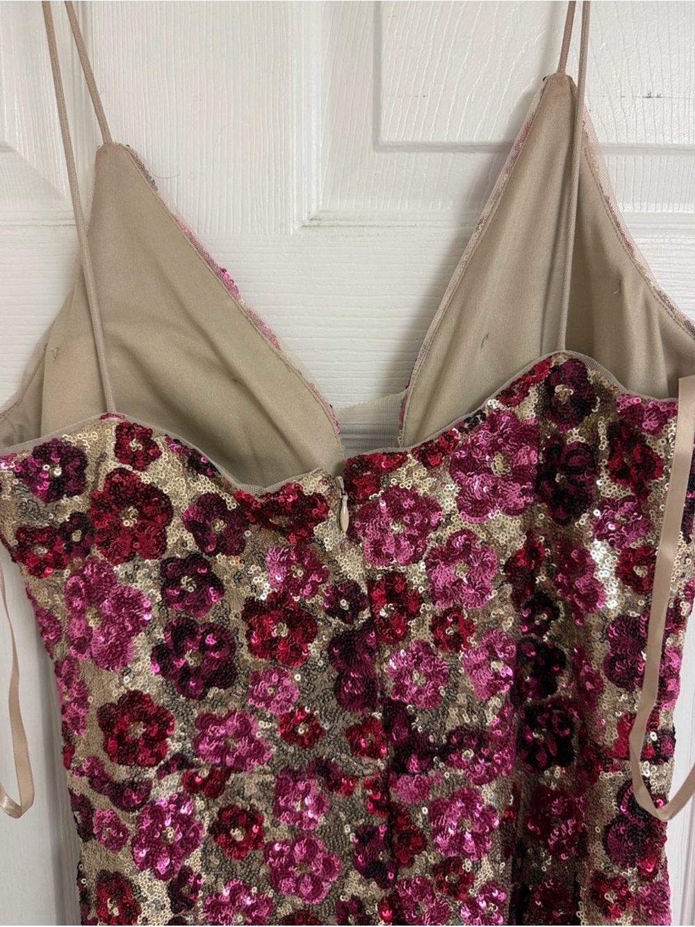 Betsy & Adam Rava Purple and Pink Sequin Floral Maxi Gown Prom Formal - Picture 10 of 12